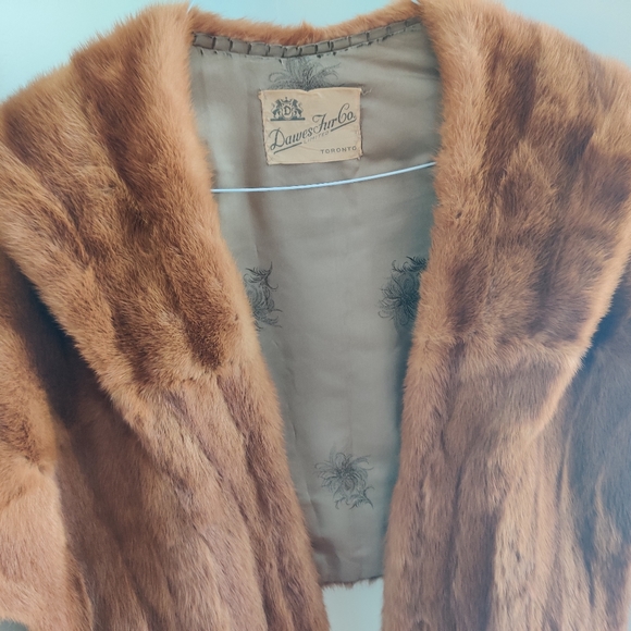 Vintage Ash Brown Red Mink Fur Stole Cape Stunning Dawes Furs Toronto - Picture 12 of 16